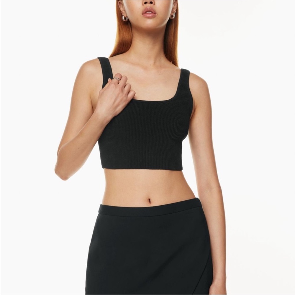 Babaton Aritizia Knit Neck Black Crop Top